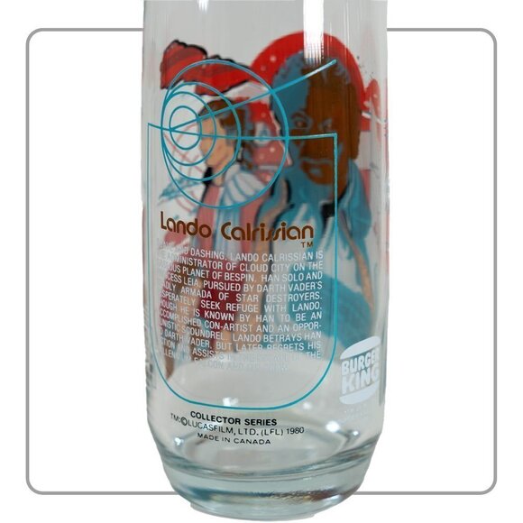 Star Wars Lando Calrissian Princess Leia Burger King Collector Glass 1980 - Picture 3 of 4